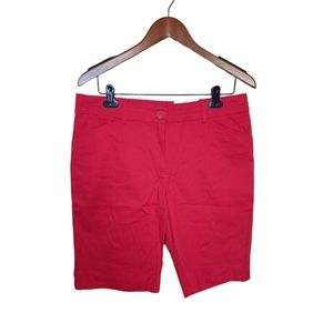 NWT Womens Studio Works Red Bermuda Shorts Size 10 Comfort Stretch Waist